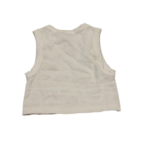 NWOT Zara White Ribbed Athletic Tank Top M-L - Picture 2 of 8